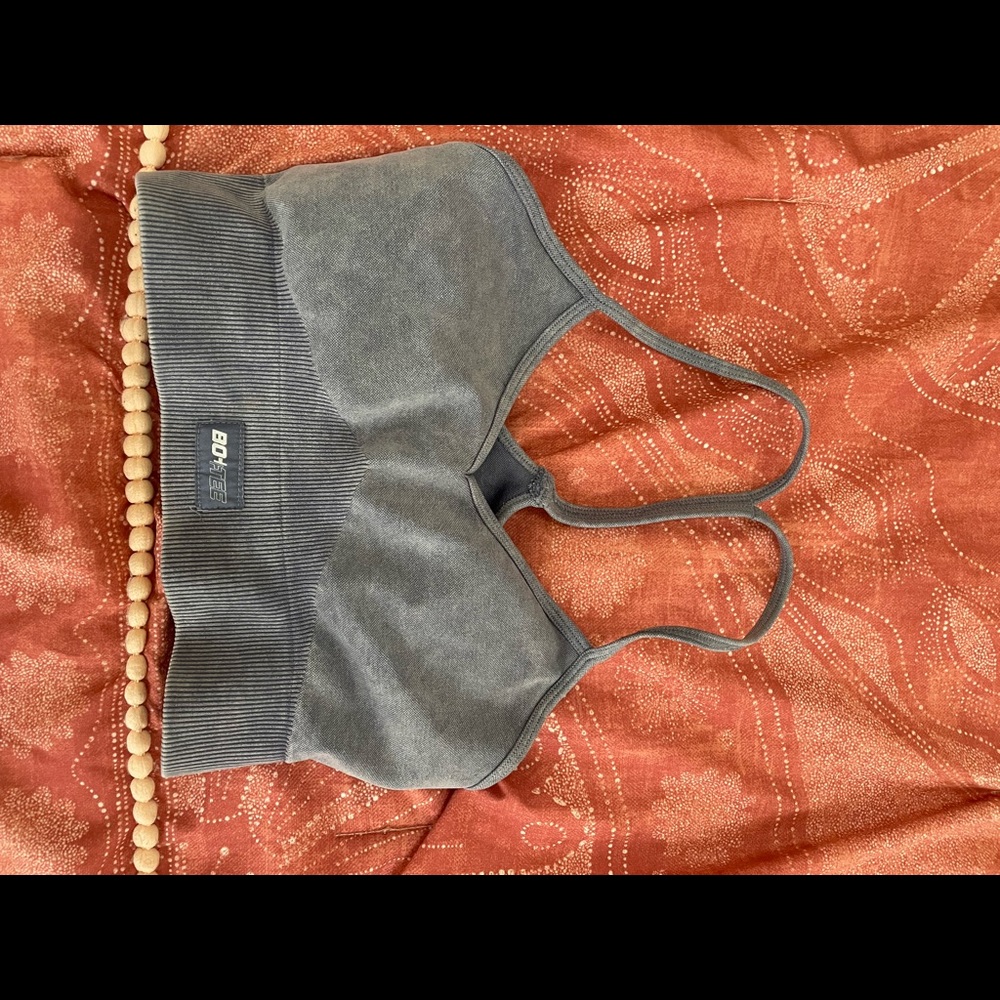 Bo and Tee, size small, denim white washed sports bra